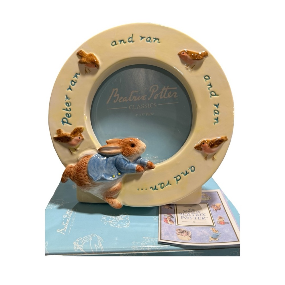 Beatrix Potter Peter Ran and Ran Peter Rabbit Ceramic Photo Frame by Enesco - Picture 2 of 7